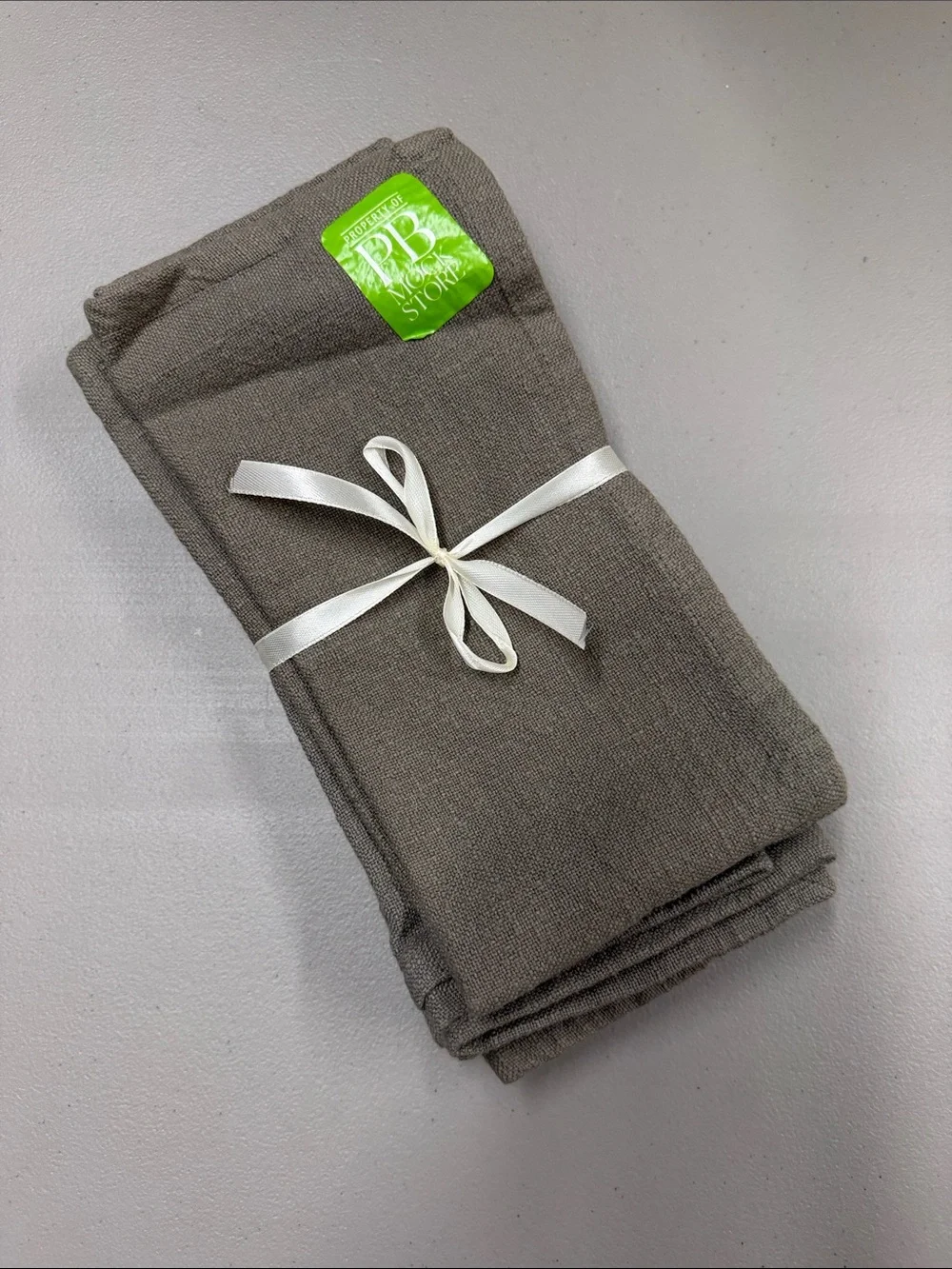 Pottery Barn Cotton Casual Napkin Organic 20 in Square Steeple Gray Set of 4